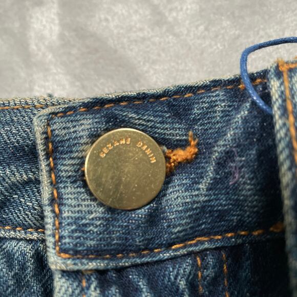 Sezane Denim Jeans Womens 27 Button Fly High Rise Raw Hem Organic Cotton New - Picture 6 of 12